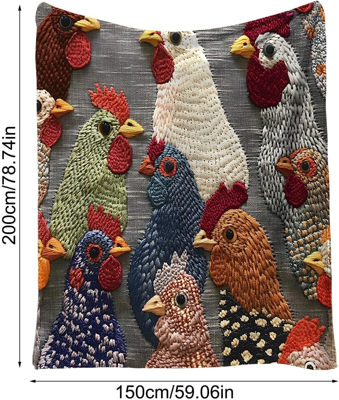 Chicken Blanket - Farmhouse Print Flannel Folding Comforter Soft Lightweight Bed Comforter for Sofa Bed Comfort, Machine Washable Home Textiles for Indoor Use
