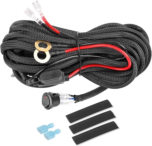 Rfroad Lighting - Arnés de cableado de 1 plomo, interruptor basculante de 12 V, kit de arnés de cableado de nailon para barra de luz de trabajo LED,