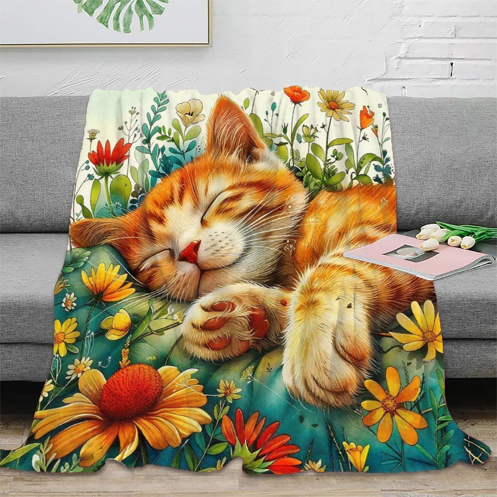 Couverture lit chat chaton imprimé plaid pour camping