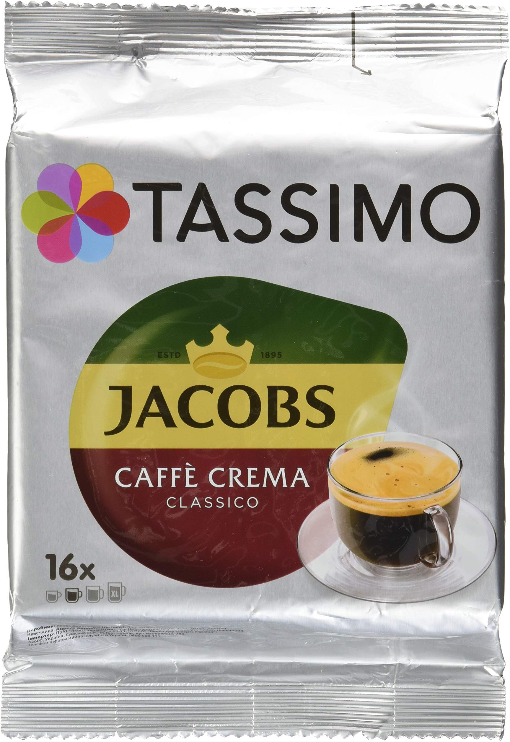 Jacobs Caffè Crema Classico, Coffee with Fine Cream, 16 T-Discs