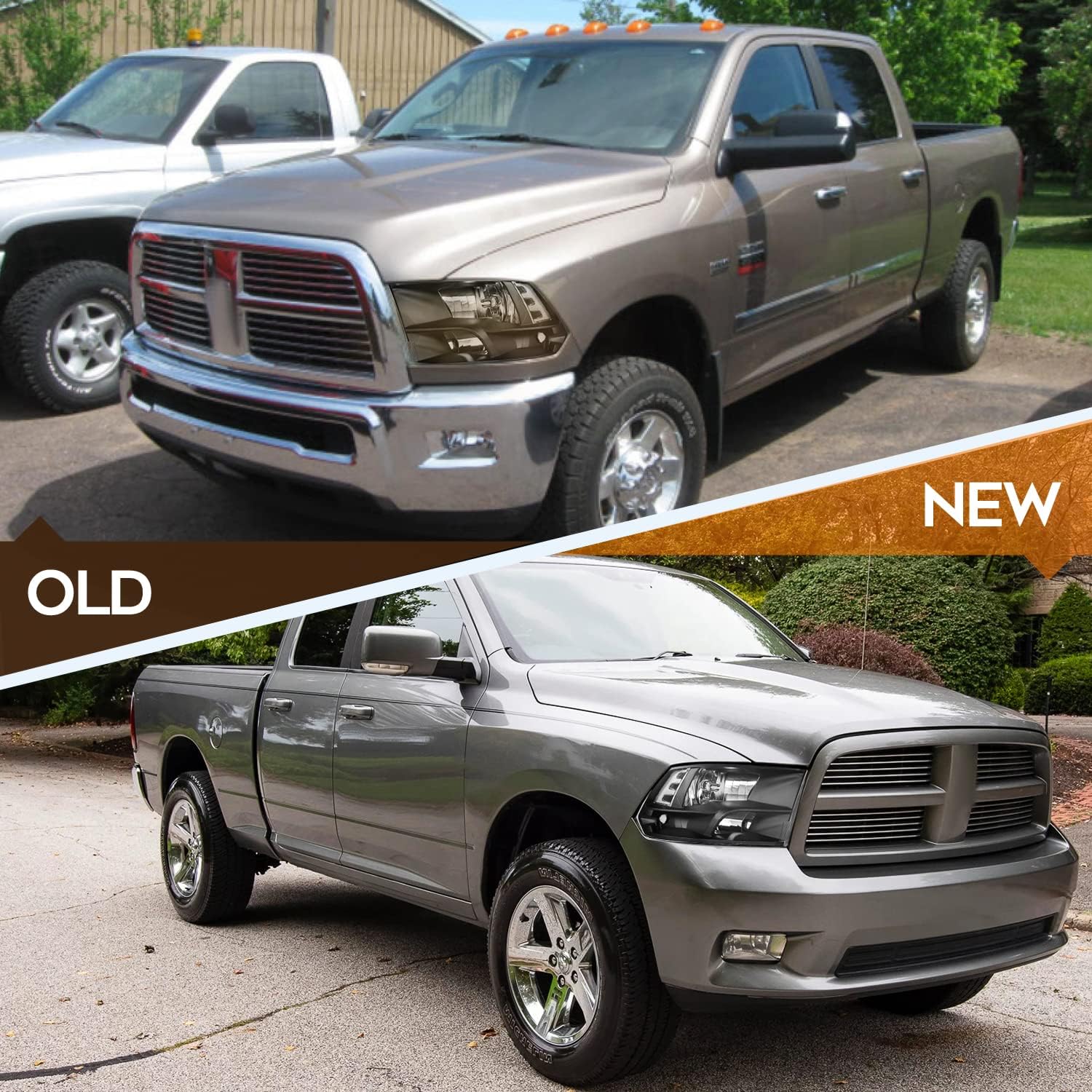 Headlight Assembly for Dodge for Ram 1500 2009-2018 for Dodge for Ram 2500 2010-2018 for Dodge for Ram 3500 2010-2018 Black Housing Clear Reflector Clear Lens Driver and Passenger Side Headlamp