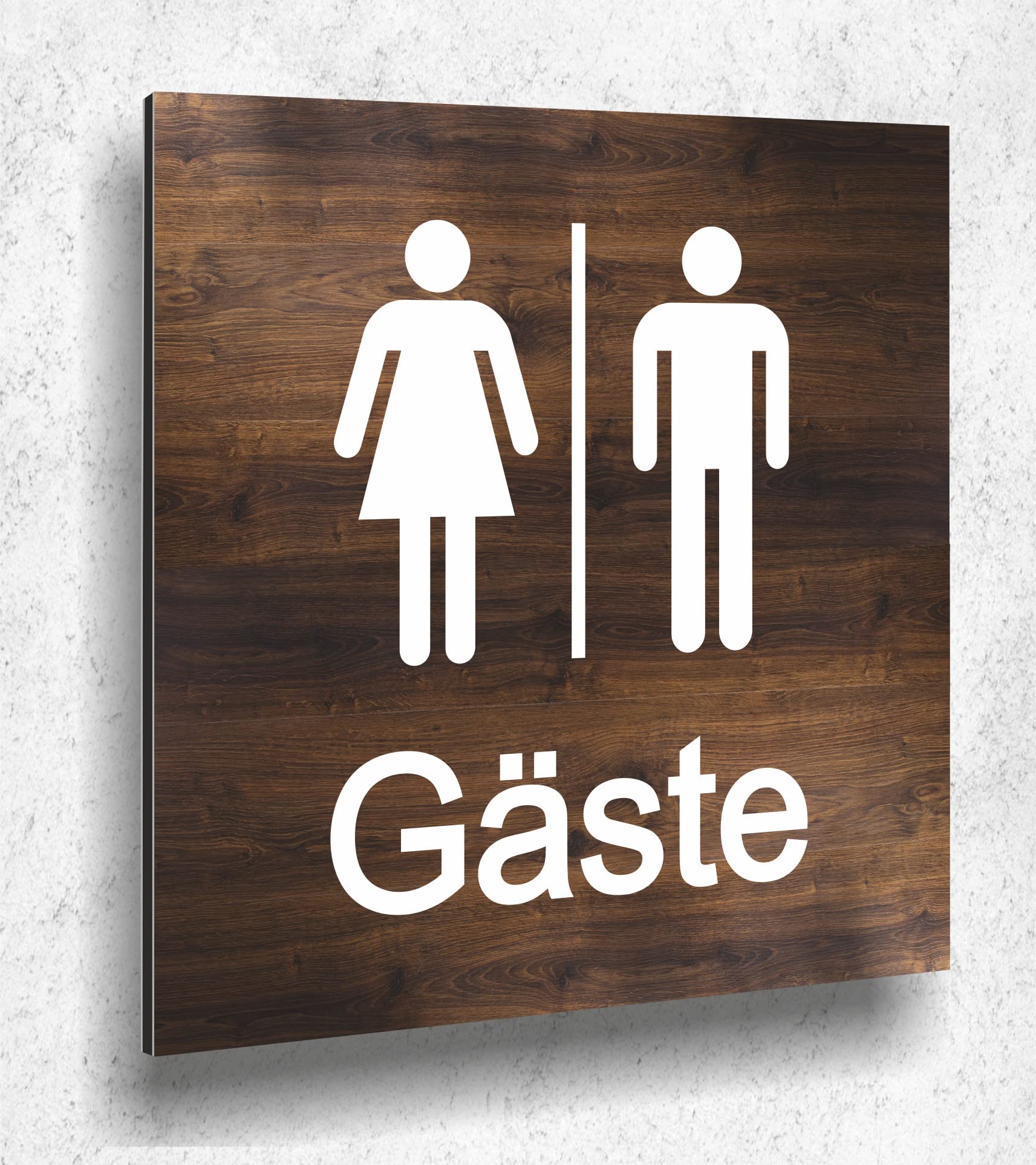 Türschild 'Gäste WC' – 12x12 Cm, Aluverbund In Holzoptik Eiche, UV-Druck, Made In Germany (Art.Nr. E 2005)