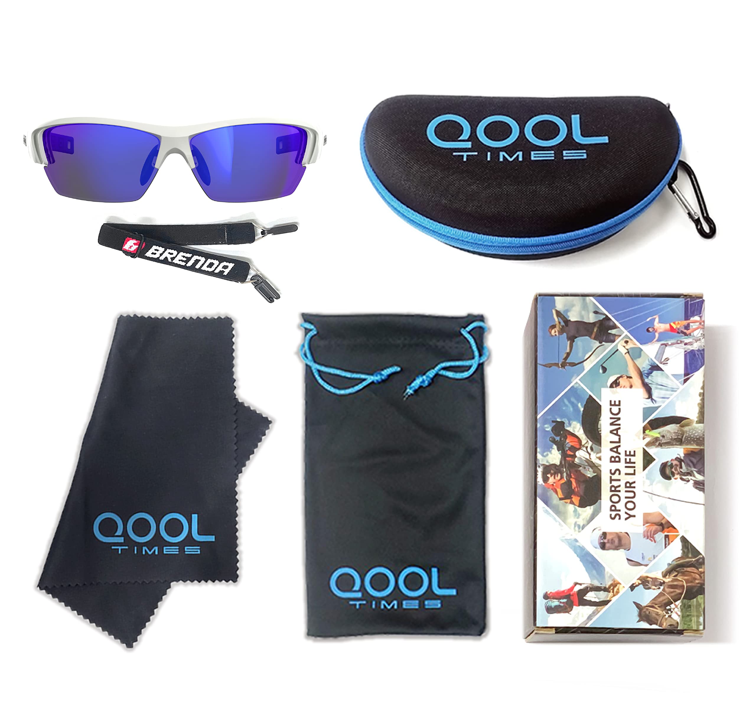 QOOL - Occhiali da sole polarizzati per uomo e donna, protezione UV 100%, per corsa, guida, golf e ciclismo