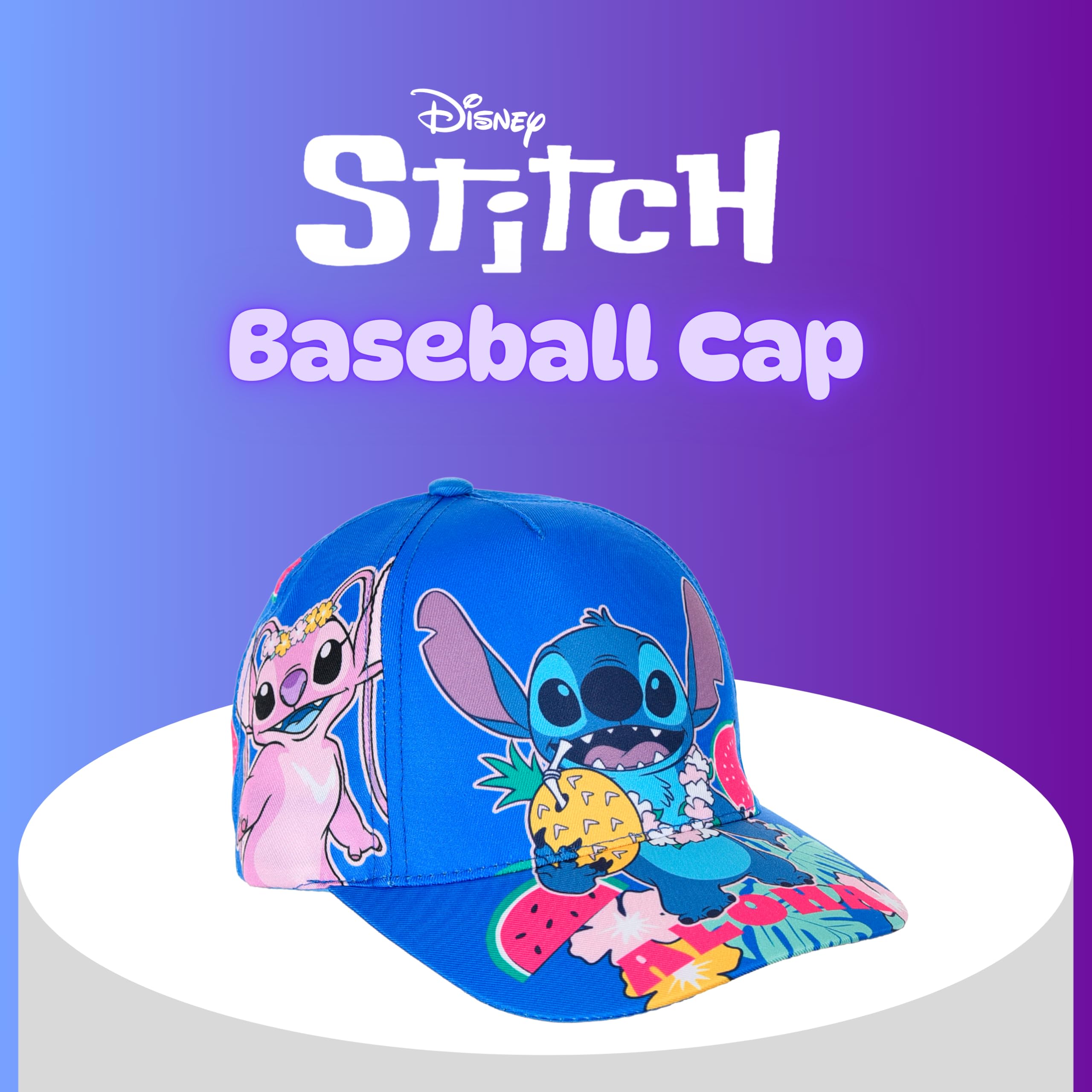 Disney Stitch y Angel Gorro para Niñas, Gorra de Beisbol de Verano Diseño Aloha, Regalo para Niñas