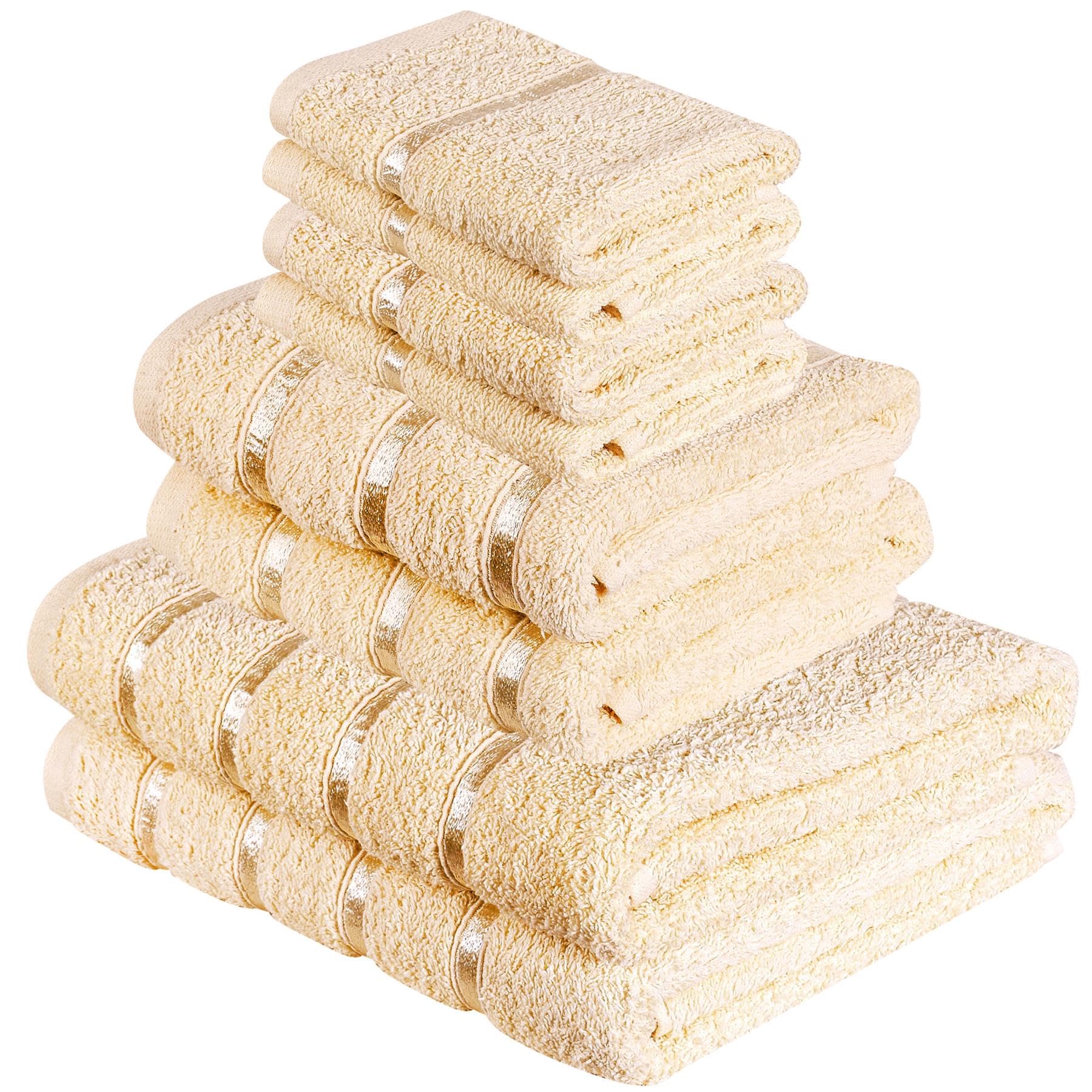 A2Z Luxurious 8 Piece Towel Bale Set 2x Bath Towels (66x118cm) - Towel 8 Piece Set Cream