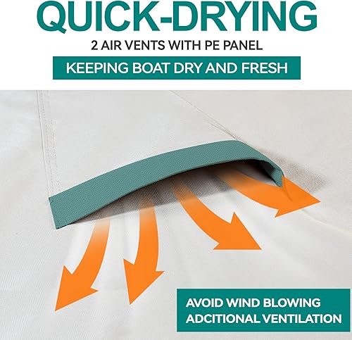 Miniatura 6 de Tuszom Cubierta impermeable 900D para lancha, lona de poliéster de grado marino remolcable de 17 a 19 pies, para casco en V de 17 a 19 pies, lancha