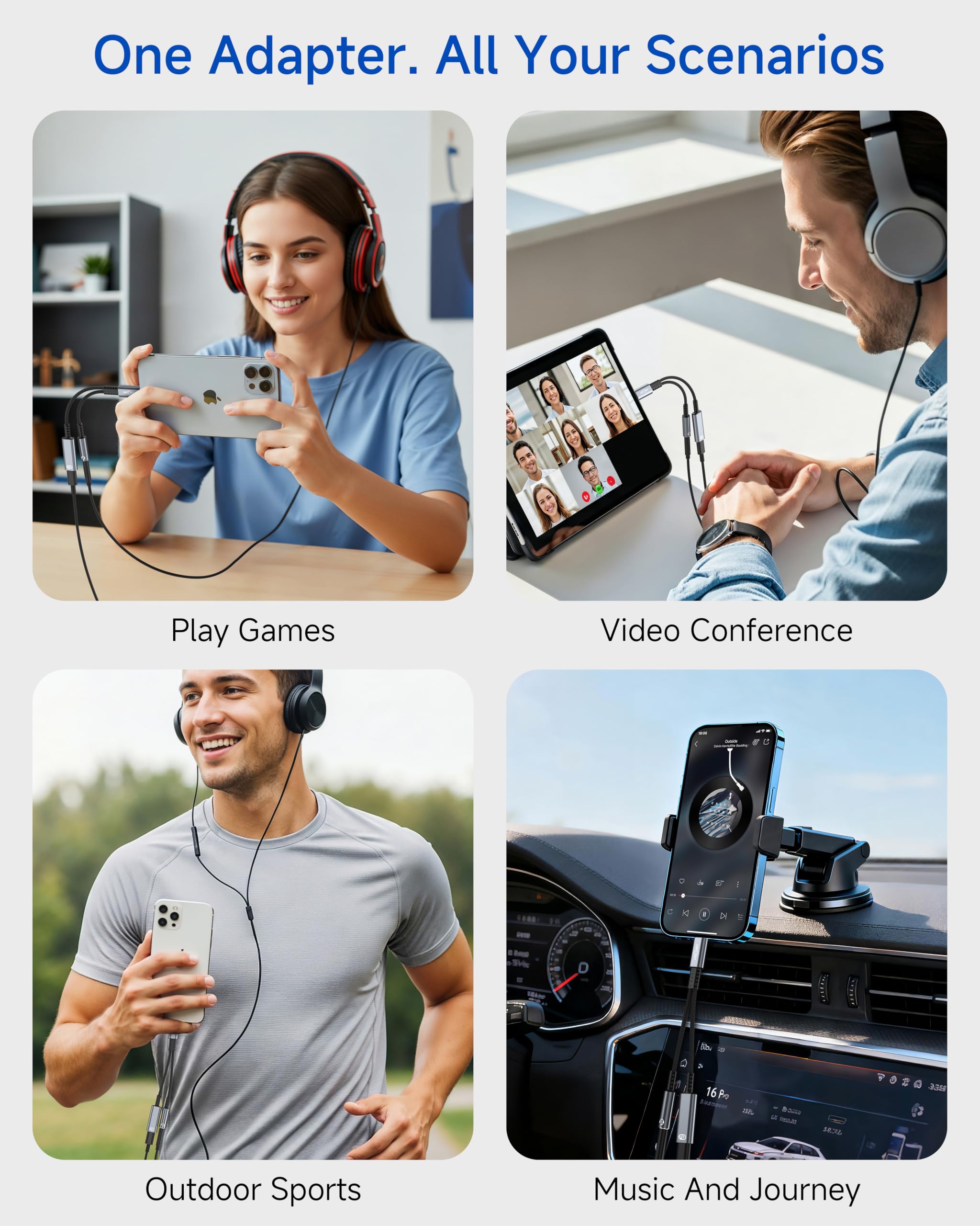 LERTOSEN USB C auf 3,5 mm Kopfhörer- und Ladeadapter, 2-in-1 USB-C-auf-AUX-Audio-Buchse mit PD-Schnelllade-Dongle-Kabel für Phone 16, 15 Pro Max, Samsung Galaxy S25, S24, S23 Pixel Ultra, iPad Pro
