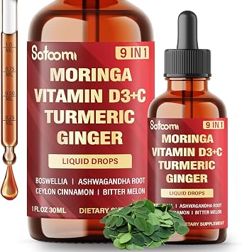 9in1 Moringa Liquid Drops with Vitamin D3-C, Ceylon Cinnamon, Ashwagandha, Ceylon Cinnamon, Bitter Melon and More - Immune System - 1 FL Oz - 30 Day Supply