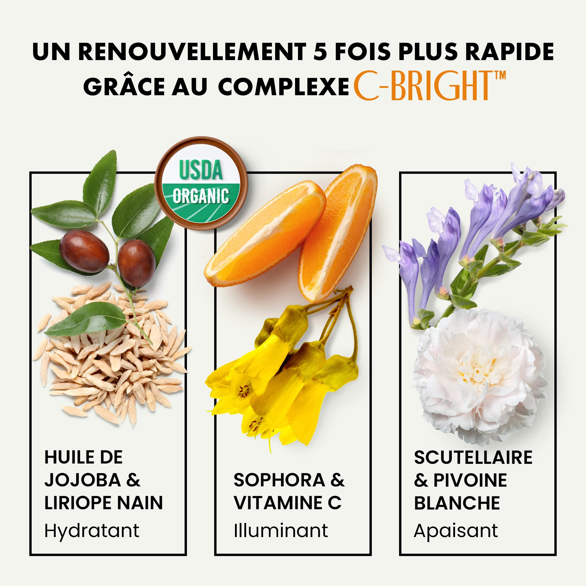 Crème biologique pour le visage à la vitamine C, à l'acide hyaluronique et au rétinol - Crème hydratante anti-âge avec 20% de vitamine C pour les femmes et les hommes