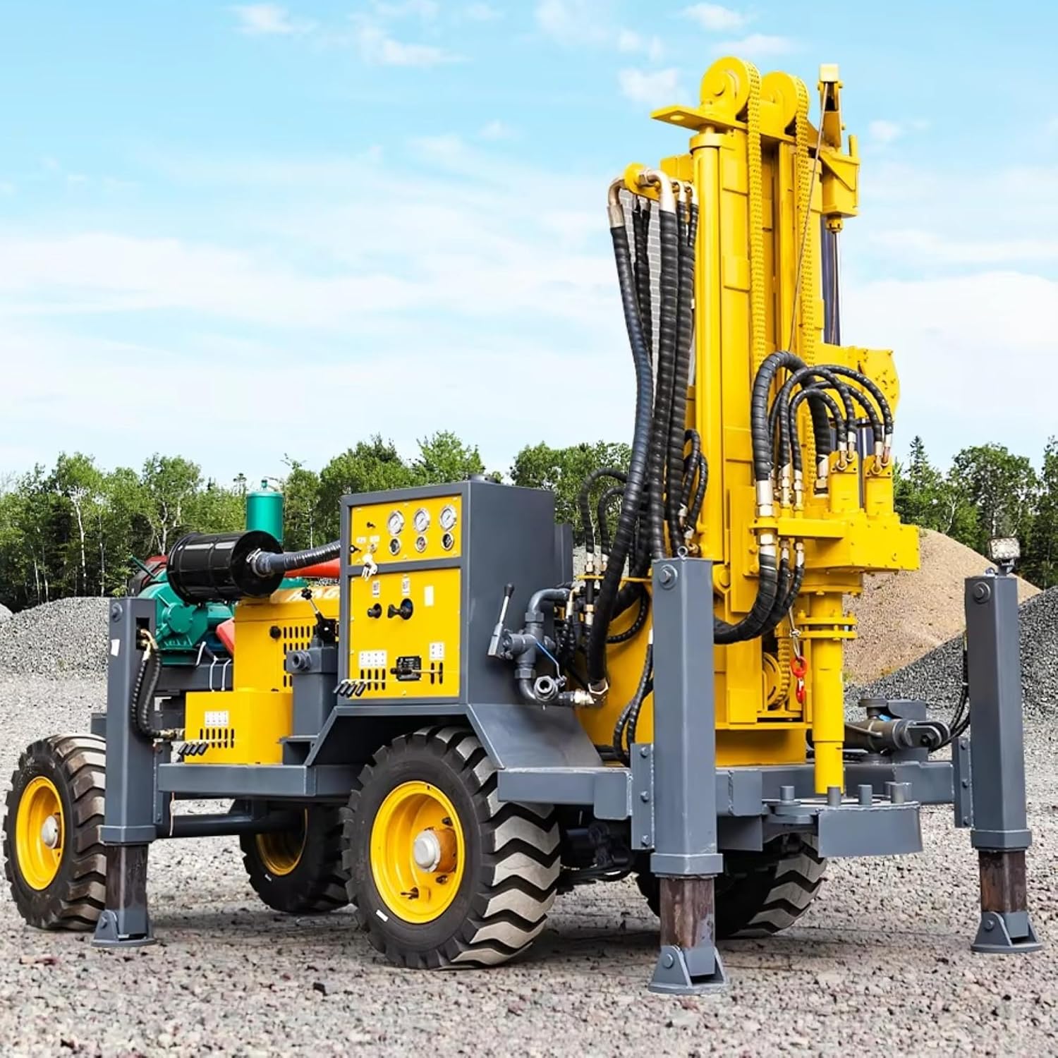 Supported Water Well Drilling Rig, Mobile Hydraulic Machine with USA-Based Parts & Service, Reliable Portable Borehole Driller