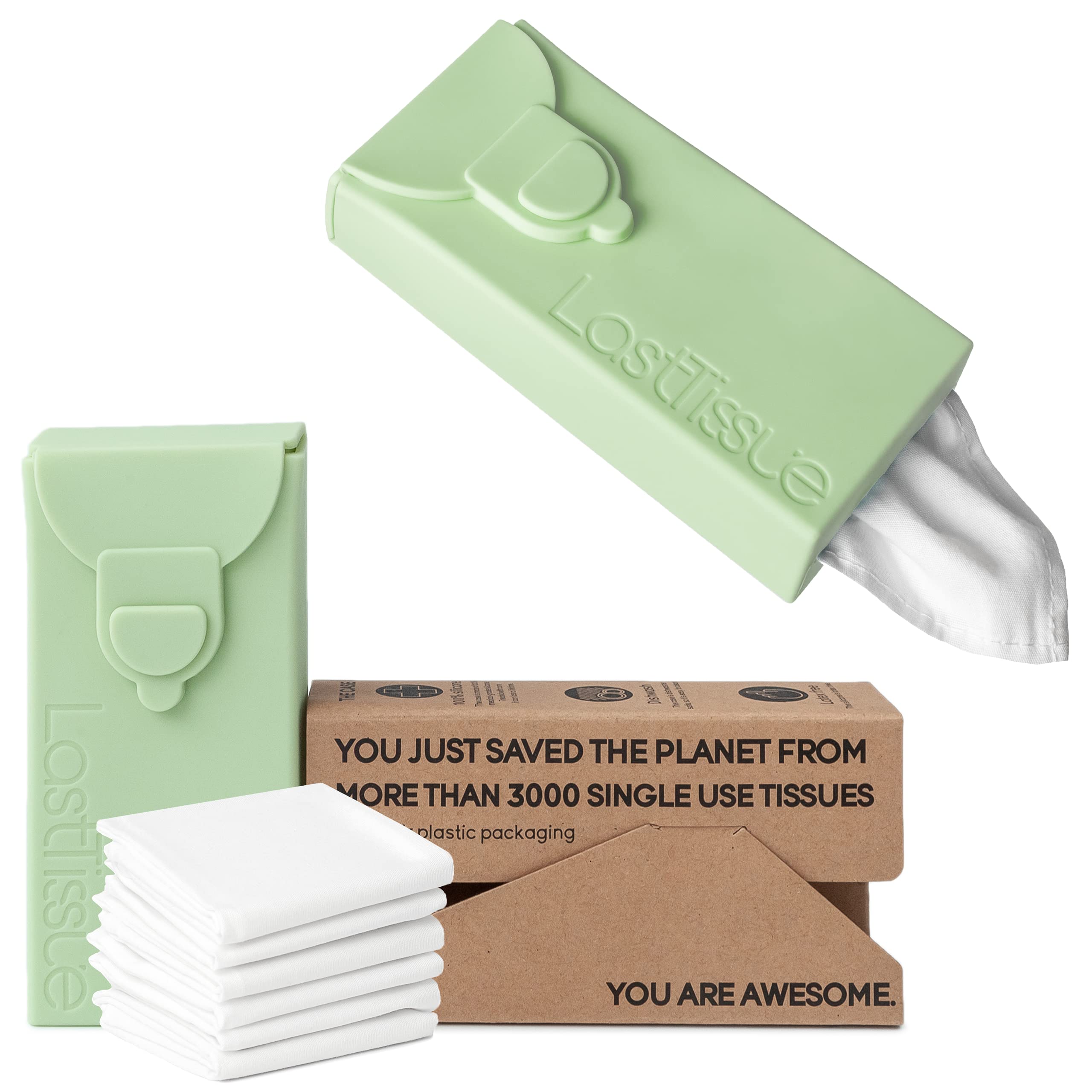 LastObjectThe Reusable Organic Tissue Pack - Eco Friendly Handkerchiefs - Facial Tissues - Palm Green