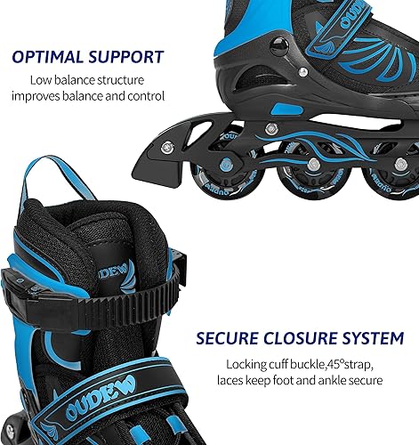 Miniatura 7 de Patines en línea ajustables para mujeres, hombres y niños con ruedas iluminadas, para niñas, niños y adultos, blanco y negro