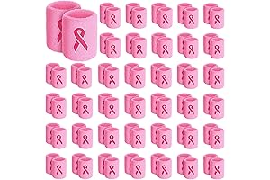 100 Pcs Pink Ribbon Wrist Bands for Breast Cancer Awareness