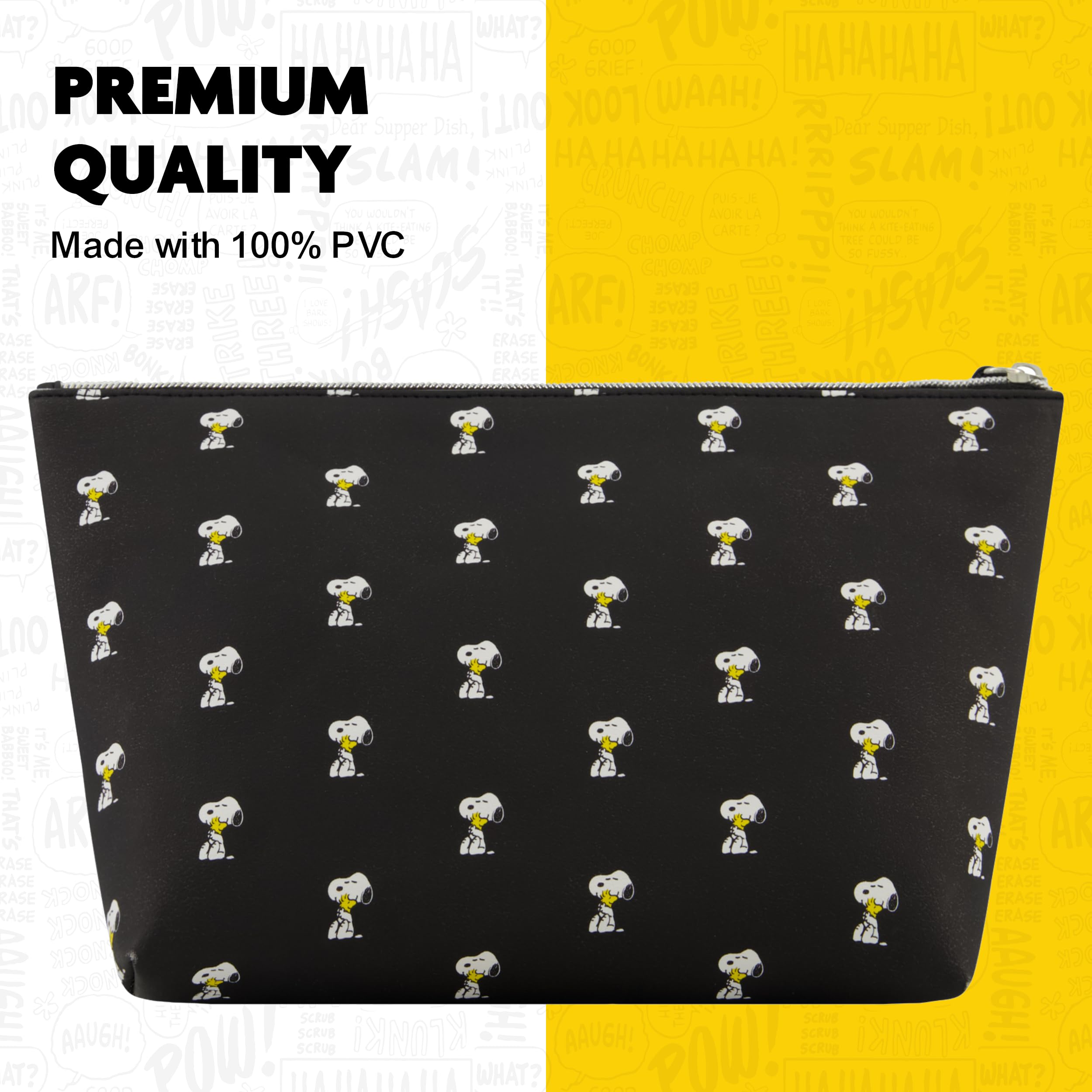 Concept One Peanuts Snoopy Damen Make-up-Tasche, Schwarz | Kleine Reise-Kosmetiktasche mit Reißverschluss