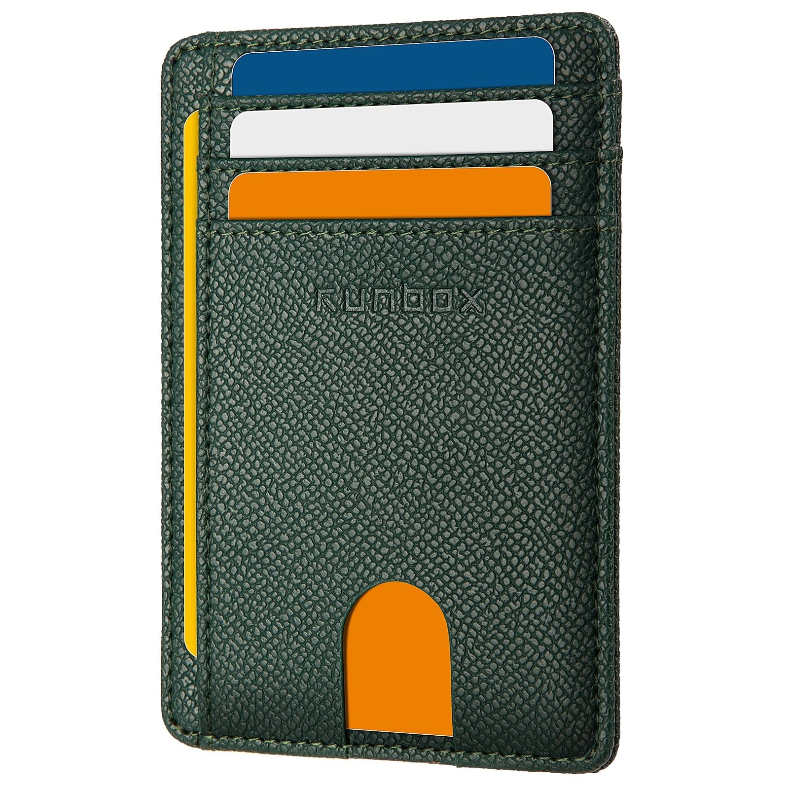 RUNBOX Slim Wallet for Men and Women, RFID Blocking Leather Card Holder