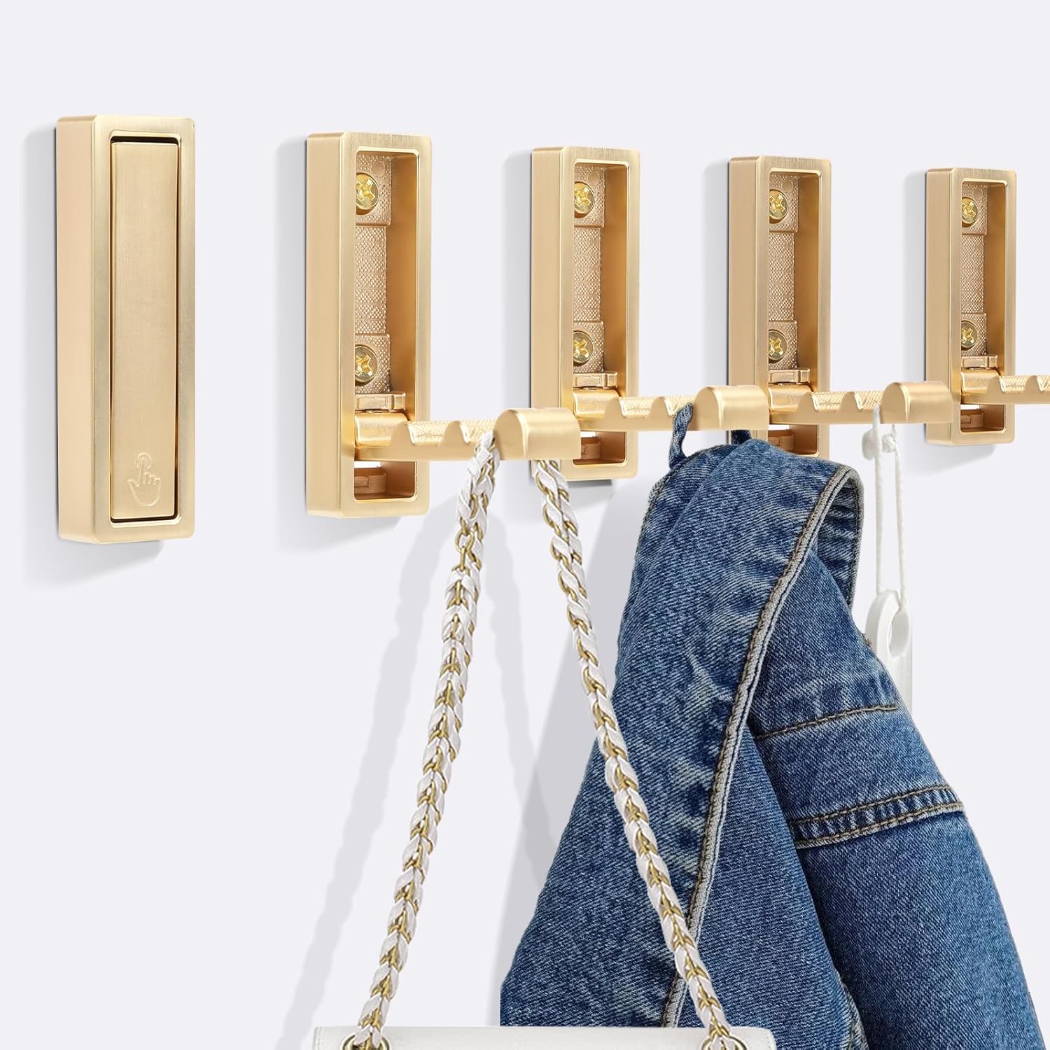 5PCS Heavy Duty Folding Coat Hooks - Zinc Alloy Wall Hooks for Coats, Scarves & Bags - Rustproof, Space-Saving Design for Bathroom, Entryway & Closet - Easy Install with Screws (Black)