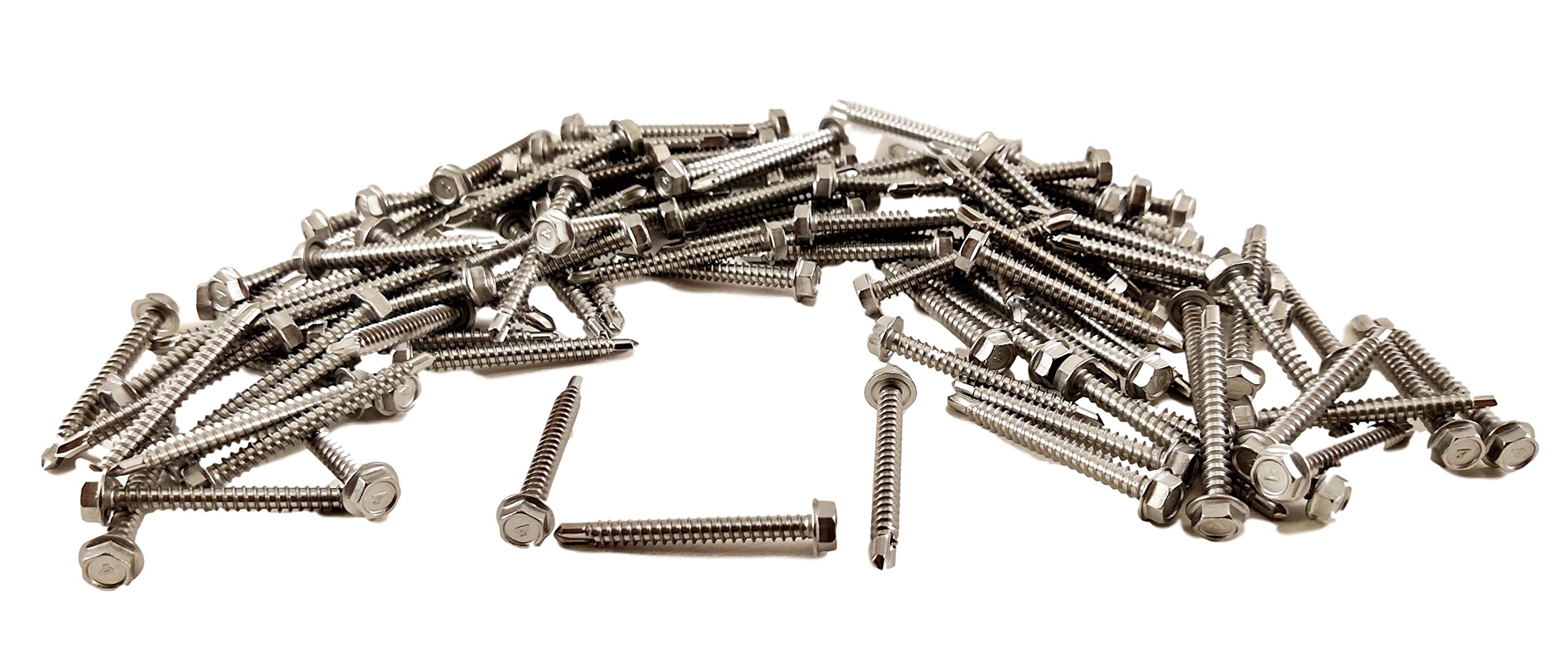 # 8 tornillos con cabeza de arandela hexagonal Chapa Tek Tornillos con punta de broca, 410 Acero Inoxidable, autoadhesivo Soga