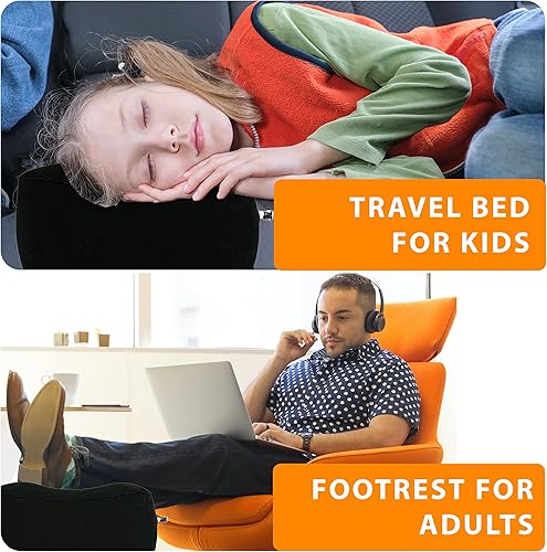 Miniatura 2 de Almohada inflable de viaje, altura ajustable, reposapiés de avión para viajes en avióncochetrenhogaroficina-cama de avión para niños pequeños,