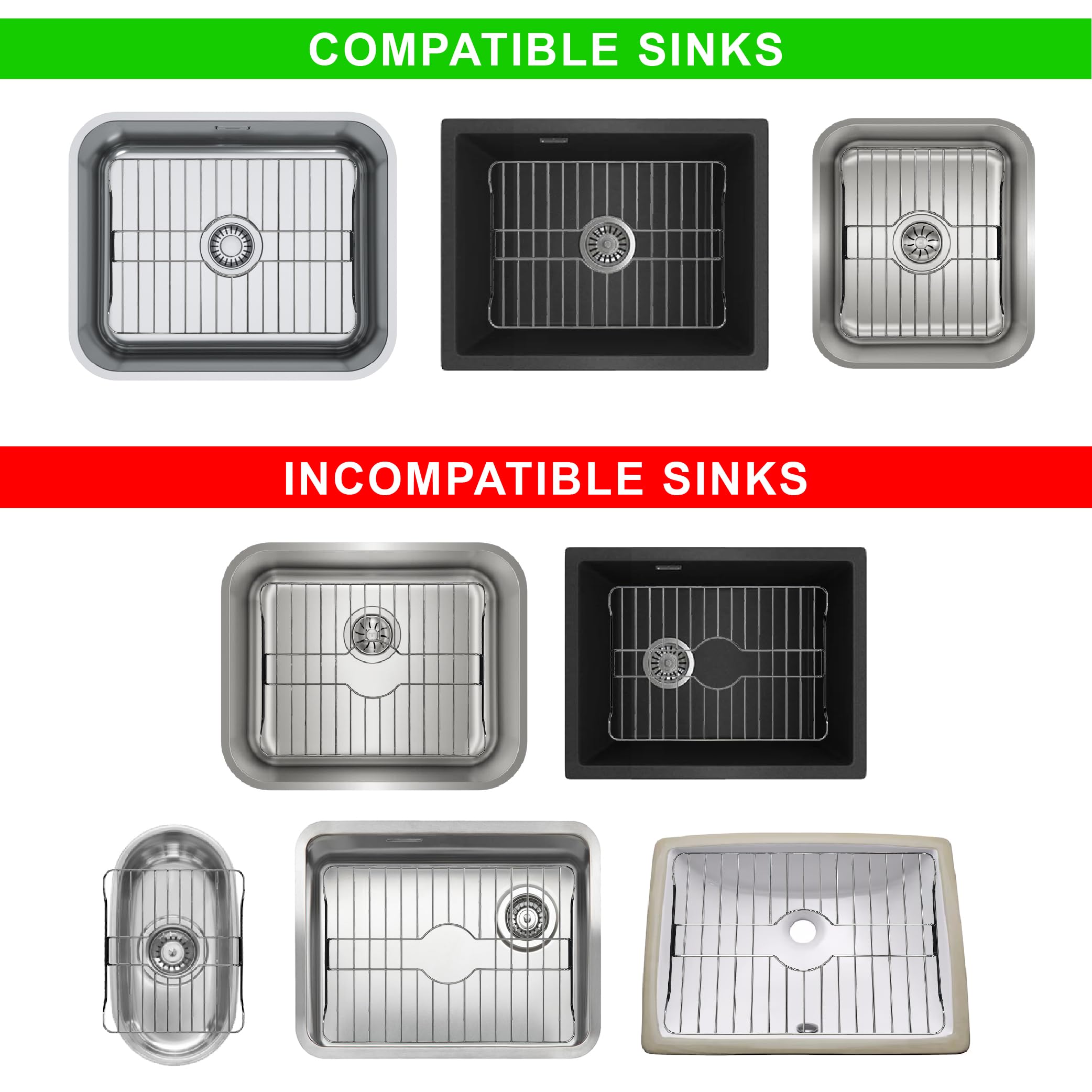 SunnyPoint 304 Stainless Steel Sink Protector Rack Rust-Resistant Grid for Kitchen Sink Bottom Scratch Prevention Drainage Support Fits — view 6