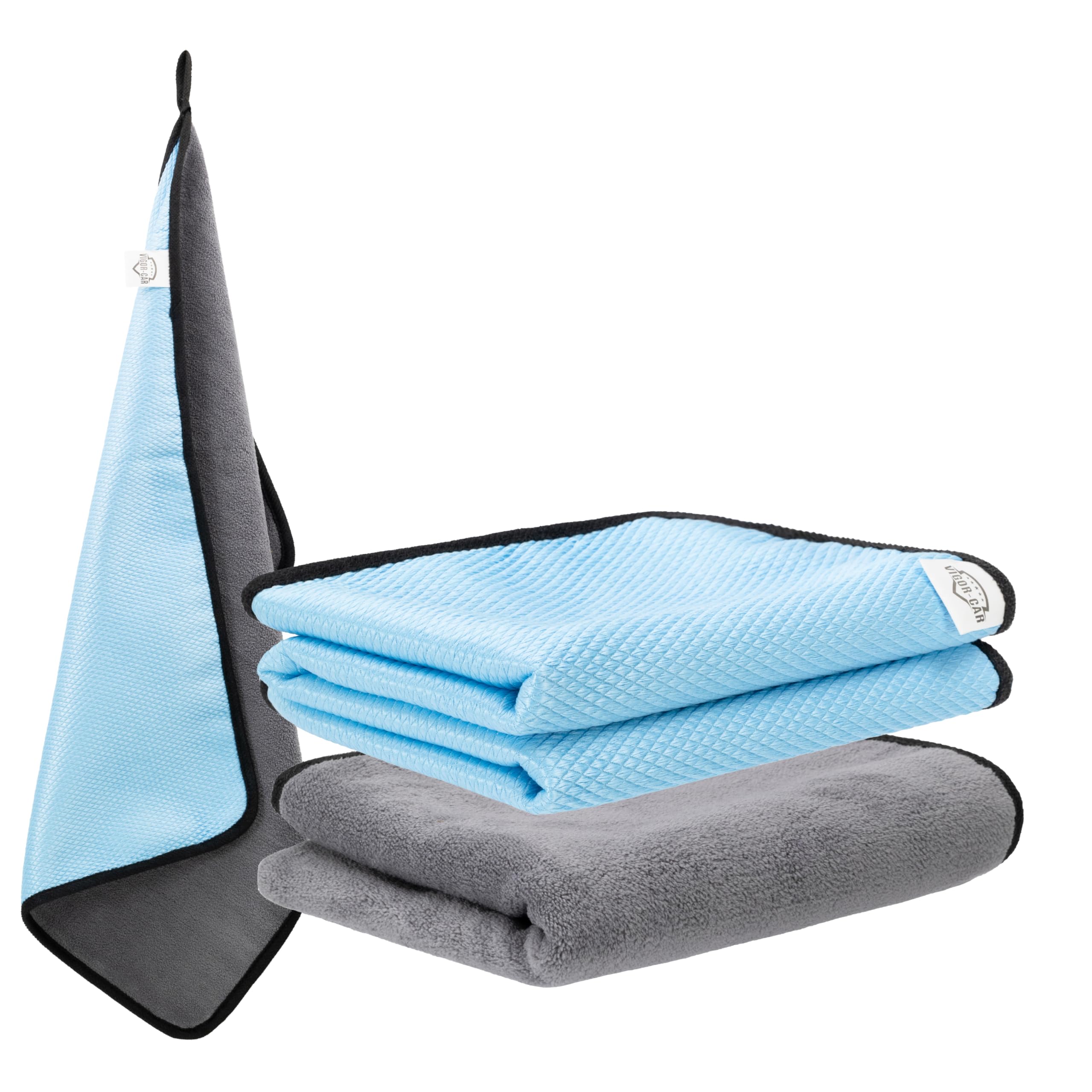 Generico Panni in Microfibra per Auto - Doppia Texture 620/300 gsm, Anti-Lint, con Gancio - Ideali per Pulizia Interna ed Esterna, Set da 2 Pezzi