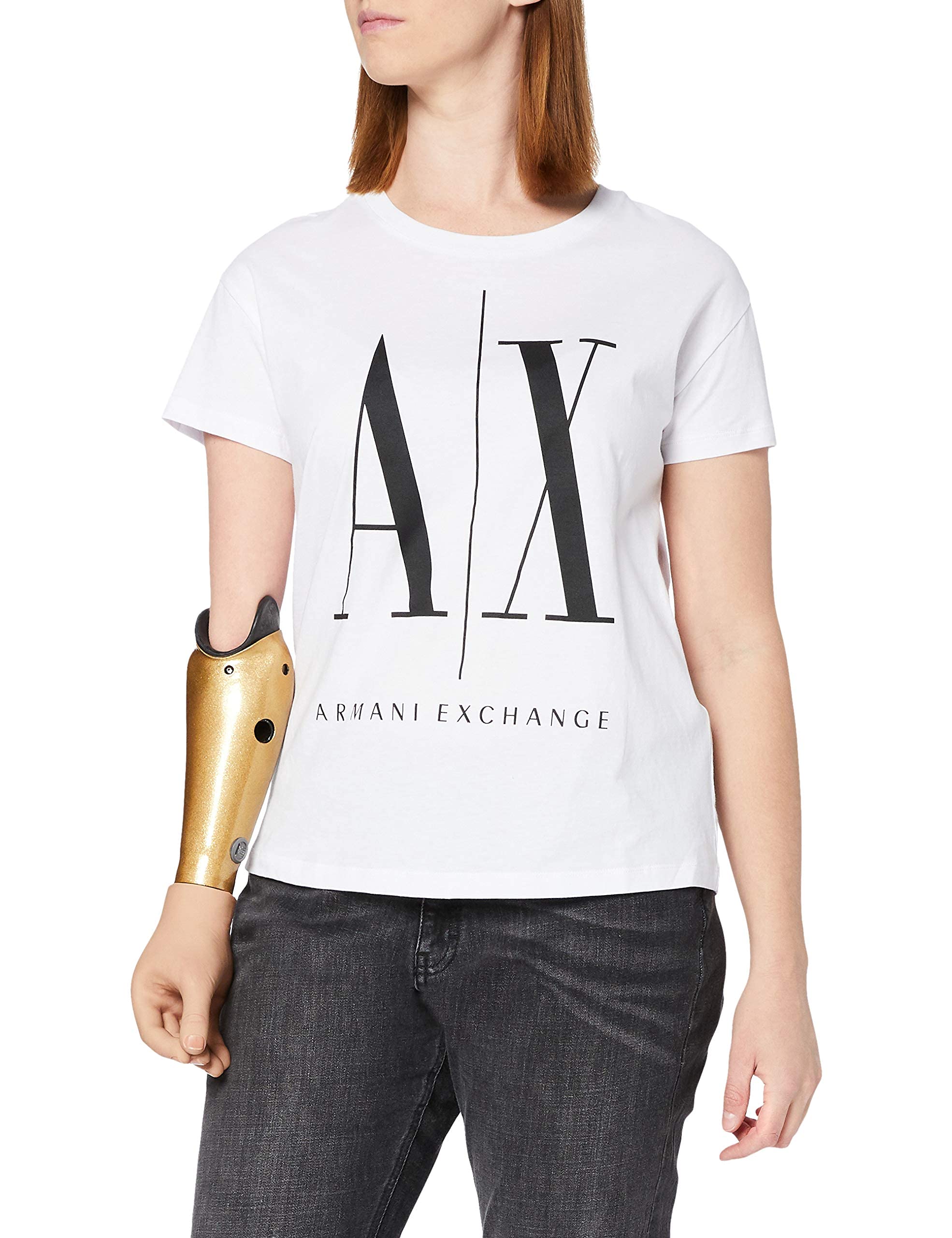 Armani Exchange Women's Foil Logo T-Shirt White Size 8 (Xs)