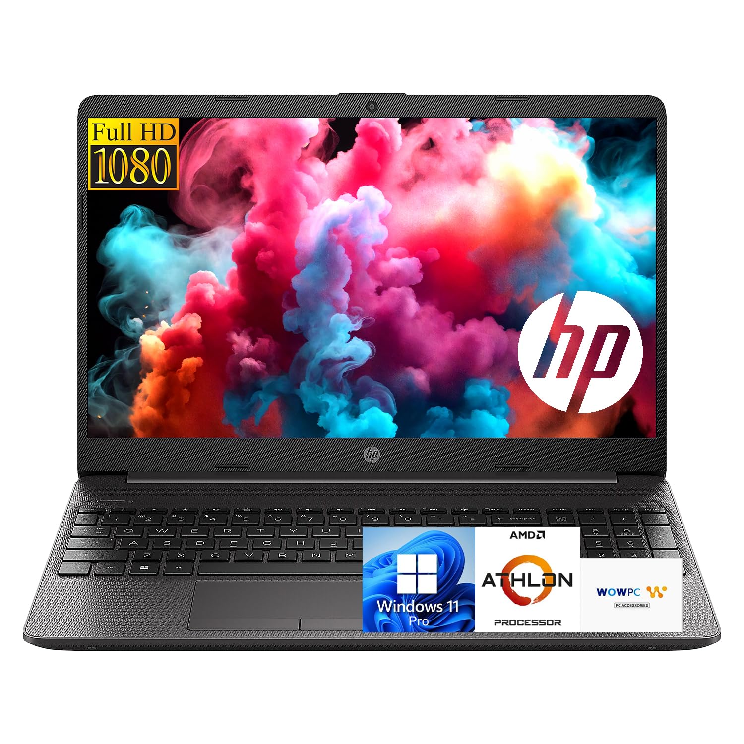 HP255 G9 Laptop, 15.6" FHD LED Display, 8GB RAM, 256GB SSD, AMD Athlon Silver 3050U Processor, Ethernet Port RJ-45, SD Card Reader, USB-C, HDMI, Webcam, Windows 11 Pro, WOWPC Recovery USB