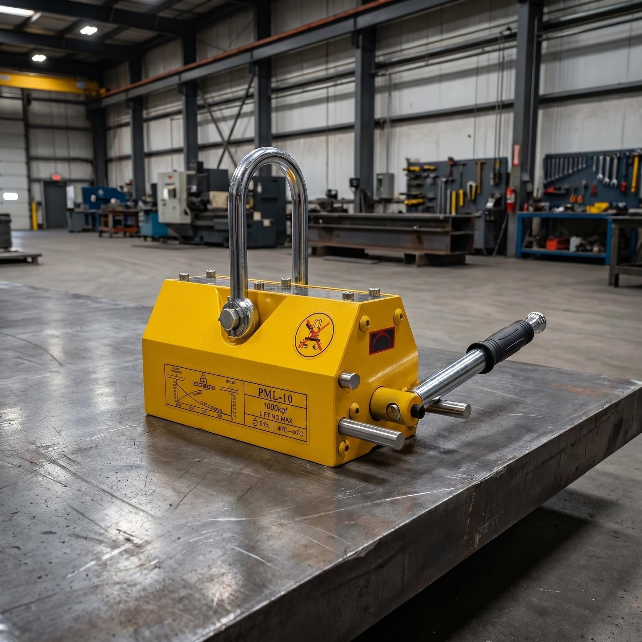 Hochleistungs-permanentmagnetheber Mit Sicherheitsgriff, Industriemagnet Zum Heben Von Stahlplatten Und Rundmaterialien, Starker Halt, Effizientes Werkzeug 2200LBS