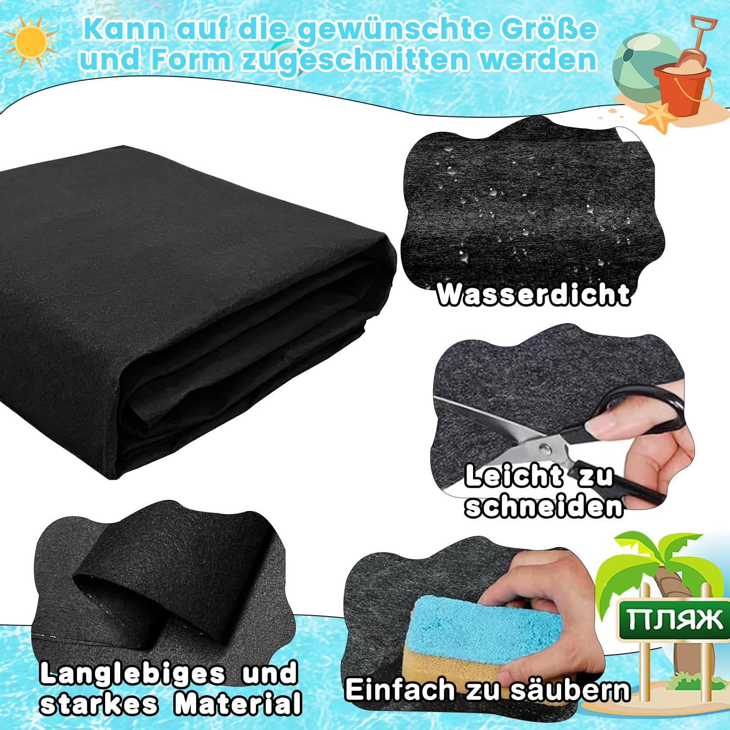 Pool Unterlage Outdoor,Poolmatten Schutzboden,Poolunterlage rutschfeste Unterlage 4 Meter Rund,Bodenschutzmatte Bautenschutzmatte,Verhindert Löcher Wasserabsorbierende Filzmatte,Pool Zubehör