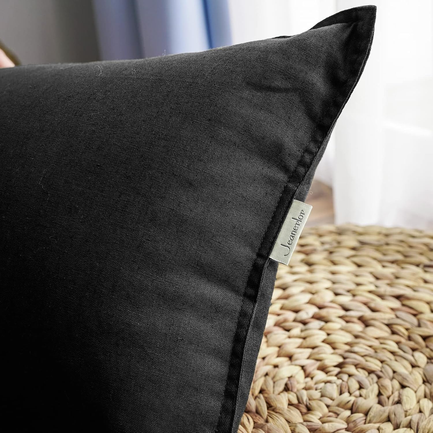 Jeanerlor Cotton Linen Decorative 12"x20" Lumbar Throw Pillow Case Cushion Cover with Twin Needles Stitch on Edge,for Wedding/Party/Gift/Car (30 x 50cm), Black - Image 8