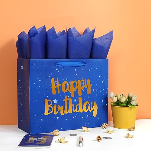 Miniatura 5 de Bolsa de regalo grande de 13 pulgadas para fiesta de cumpleaños de hombres, fiesta de cumpleaños de niños o niños, baby shower