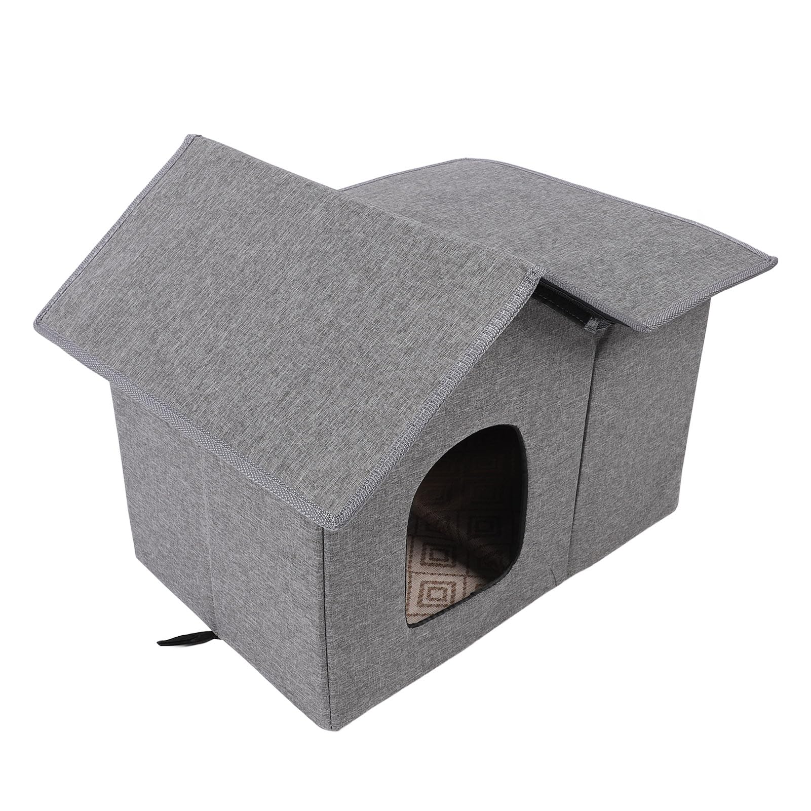 Lettiera per Gatti da Interno, Cuccia per Gatti Spaziosa da 50 Cm Resistente Agli Agenti Atmosferici, Cuccia per Cani di Medie Dimensioni con Design Pieghevole e Tenda Adesiva per Porta per