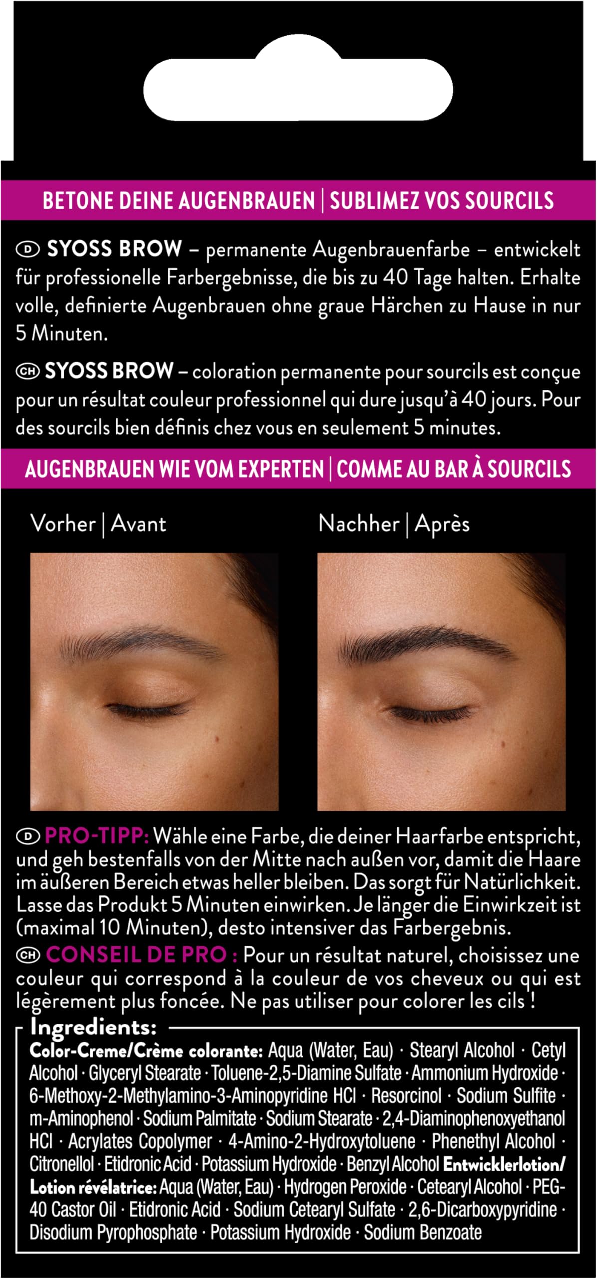 Syoss Augenbrauen Kit Augenbrauenfarbe 1–1 Schwarz Stufe 3 (17 ml) – Ansicht 2