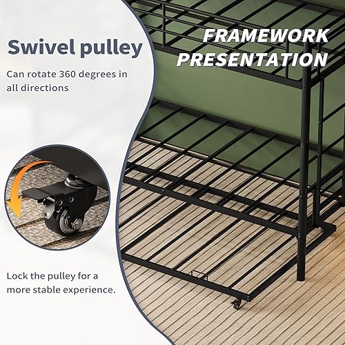 Miniatura 5 de Bellemave Litera de metal con nido, literas de tamaño individual sobre individual con barandilla y escalera para niñosadolescentes, adultos, se