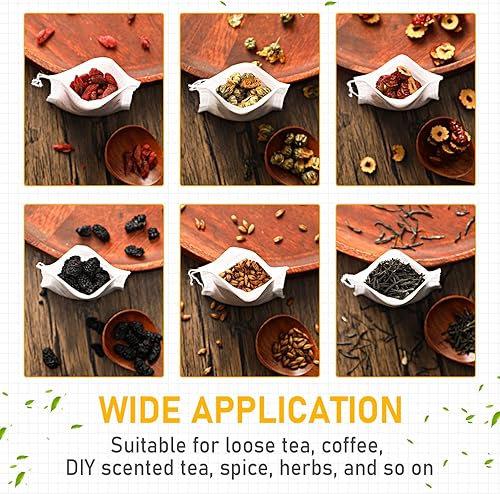 Miniatura 3 de 1000 bolsas de té desechables a granel para té de hojas sueltas, cordón, bolsas de café vacías, filtro infusor para café y especias (2.75 x 3.54