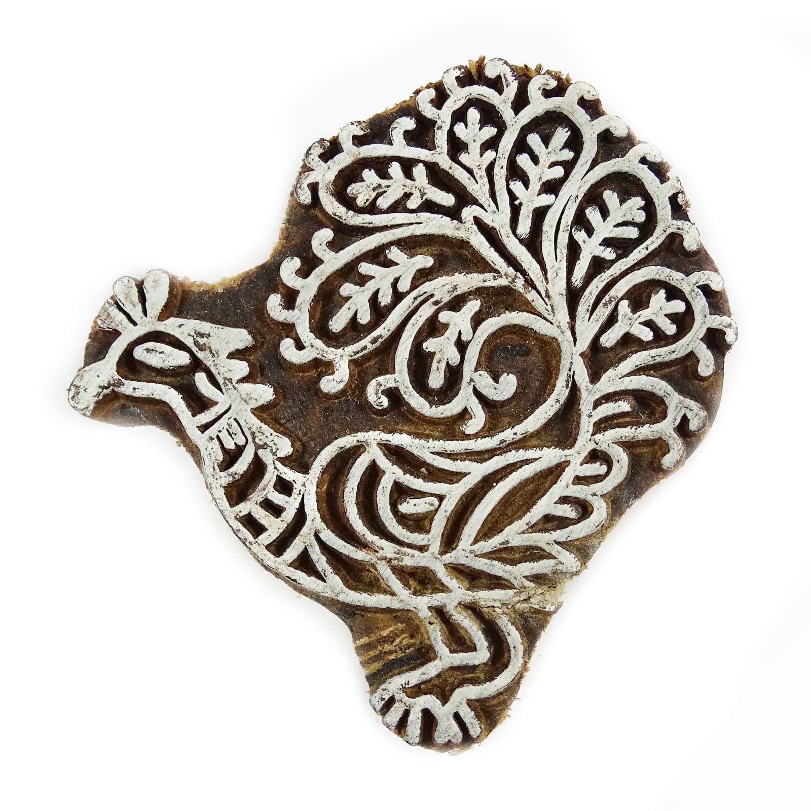 Iba Indianbeautifulart Brown Ibaexports Handcarved Printing Block Wooden Blockprint Decorative Peacock Indian Wood Stamp