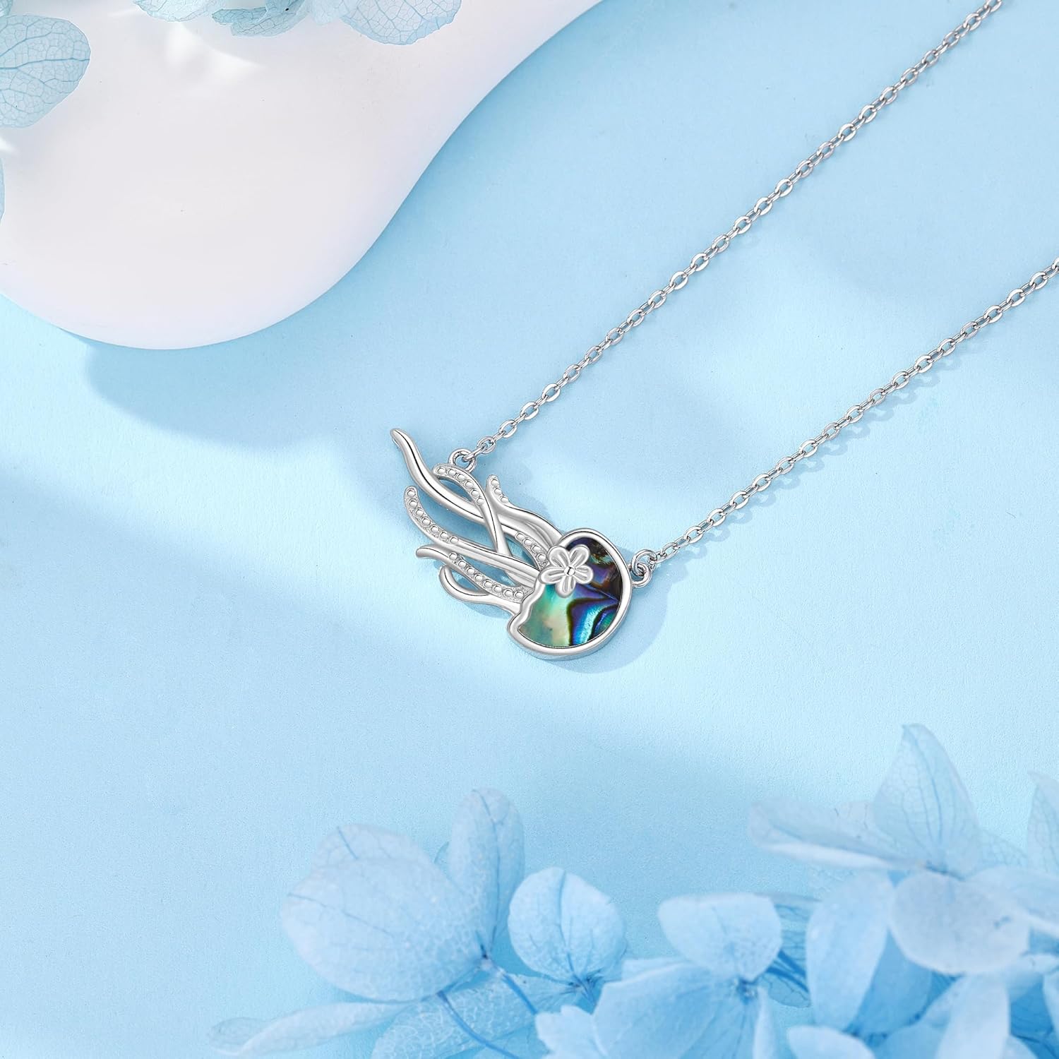 Jellyfish Necklace 925 Sterling Silver Jellyfish Pendant Ocean Necklace Ocean Jewelry Gifts for Women - Image 2