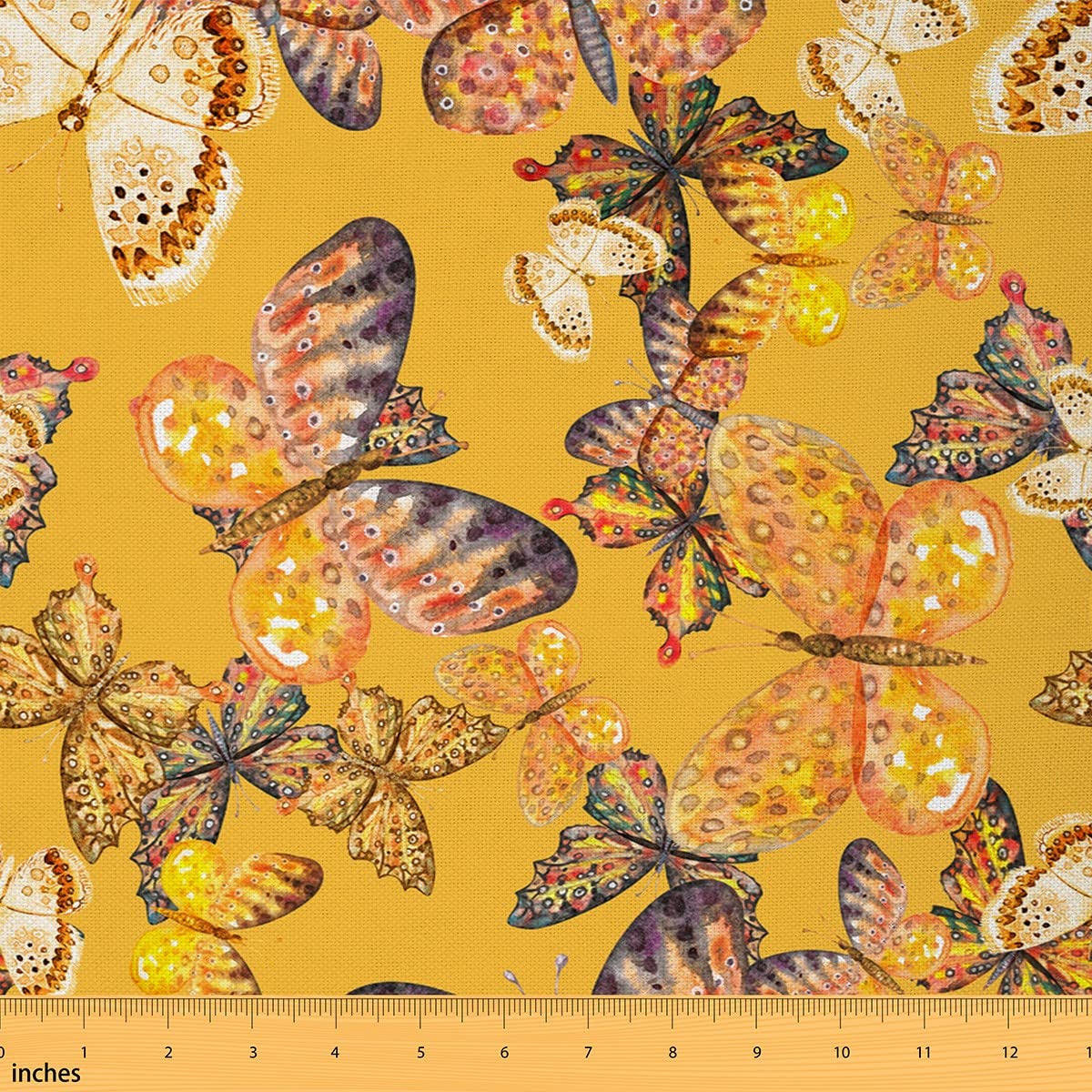 Watercolor Butterfly Fabric by The Yard Farmhouse Style Rustic Flying Animal Fabric for Chairs Decoration DIY Home Decor Cute Wild Animal Hand Painted Fabric for Kids Boys Girls,10 Yards