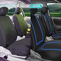 Vista 10 de FH Group Fundas de asiento de automóvil, accesorios interiores para automóviles, juego completo de fundas de asiento de tela plana única azul