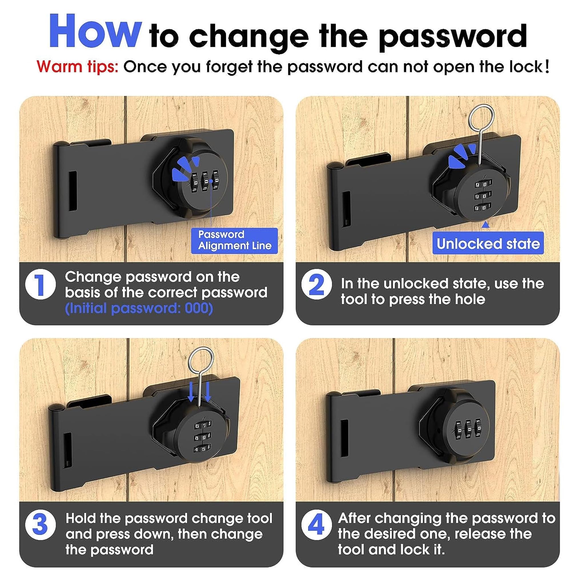 Cifre Serratura Armadietto Password Serratura, Chiavistello con 3 Cifre Combinazione, Serratura a Combinazione per Cassetti, Bullone di Bloccaggio a Combinazione per Armadi, Armadietti