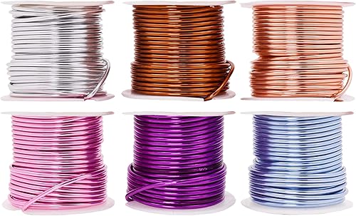 Vista 588 de Mandala Crafts Alambre de aluminio anodizado de calibre 8 para hacer joyas, alambre neutro flexible de color de 128 pies, flexible y flexible