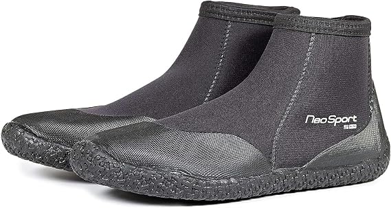 NeoSport Low-Top Neoprene Water Boots Durable Traction Sole, Glued & Sewn Seams, Puncture-Resistant Sole for Diving, Snorkeling, Surfing, Kayaking & Watersports