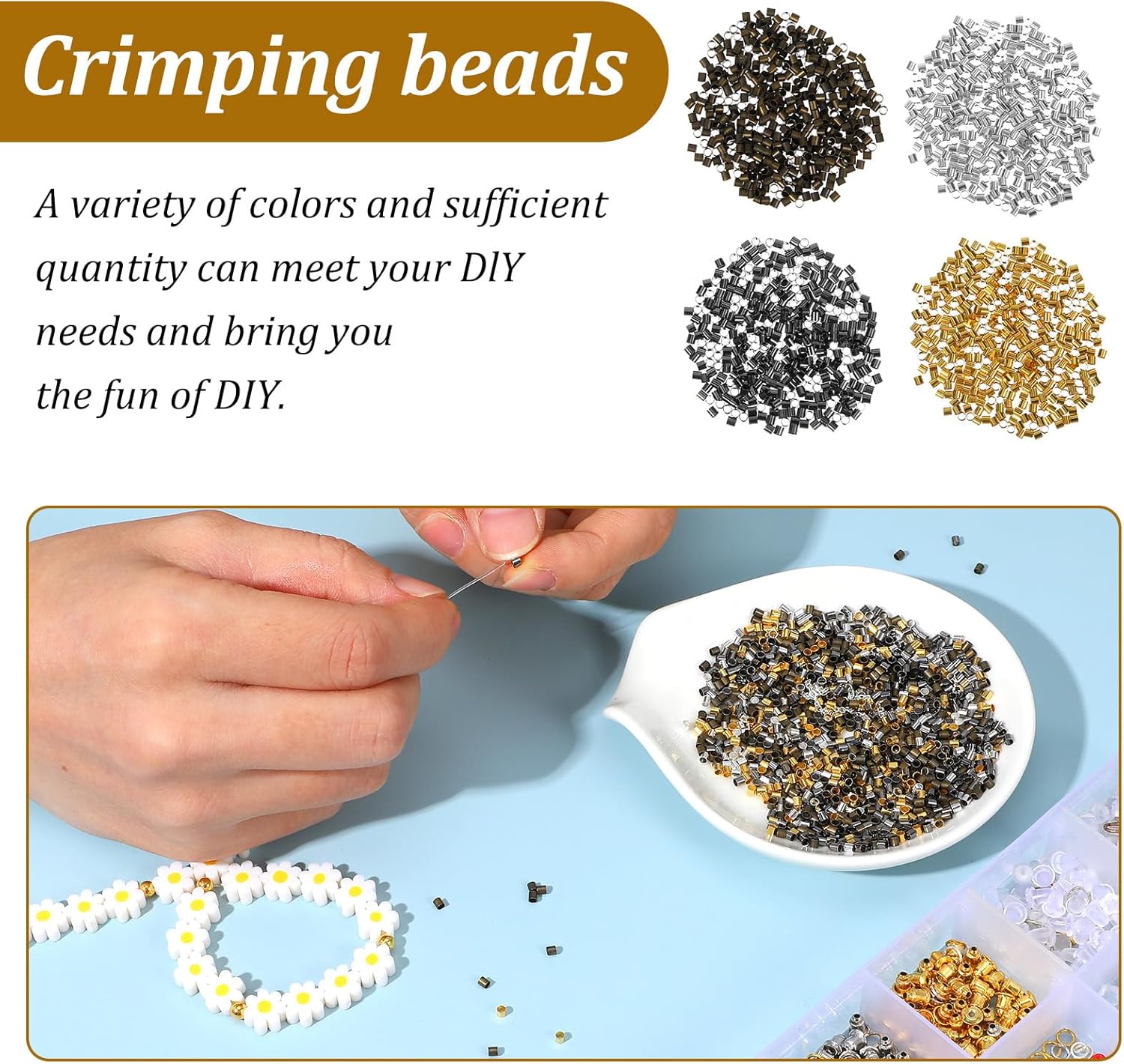 2000pcs Crimp Beads for Jewelry Making 2mm Crimping Beads Stopper Crimp Tubes for Jewelry Making DIY Bracelet Earring Necklace Pendant - Image 2
