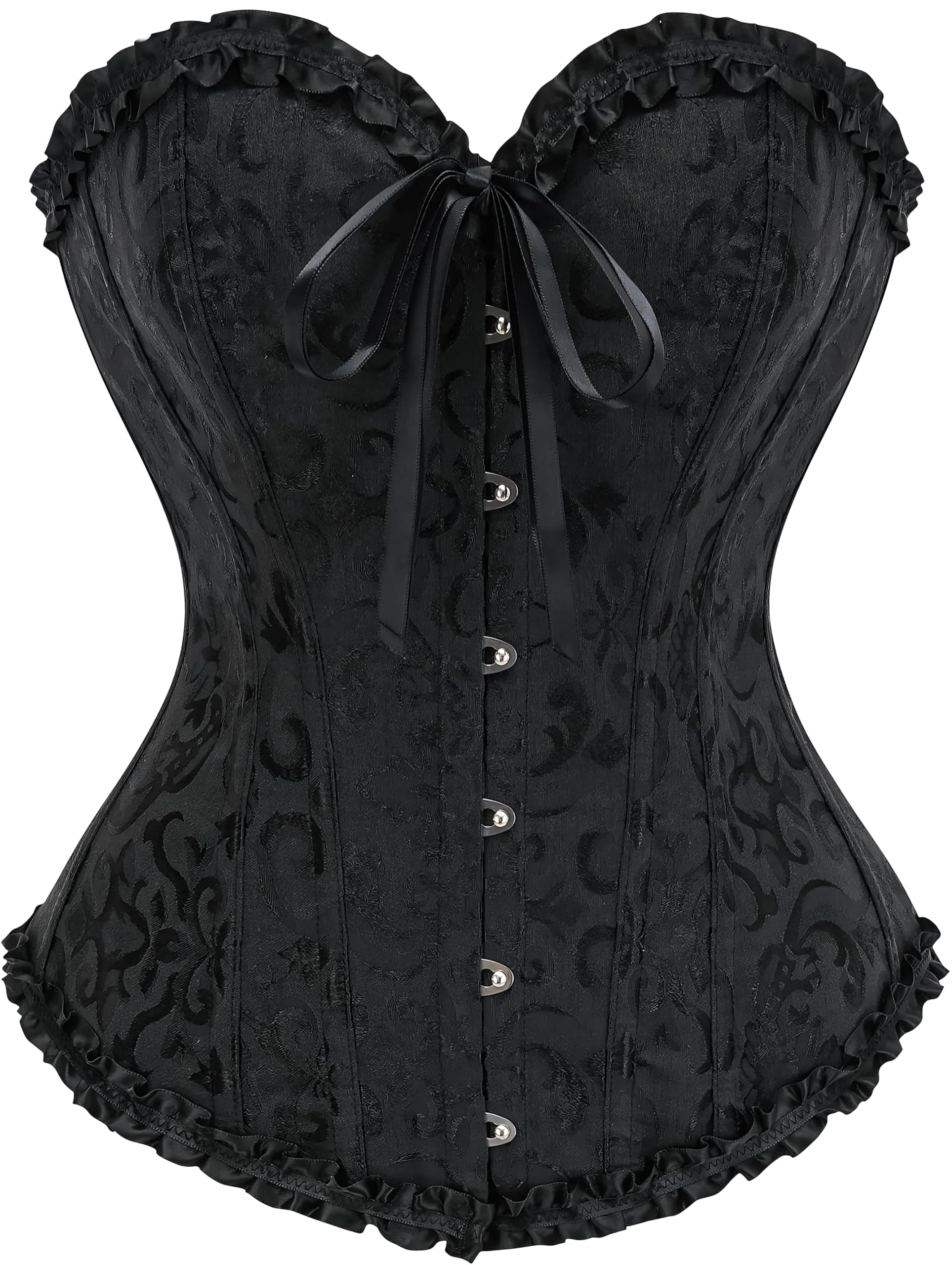 Vrapo Korsett Damen - Bustier Corset Top für Frauen - Vollbrust Corsage Schnürkorsett Taillenformer Dessous - Schwarz - Größe 3XL