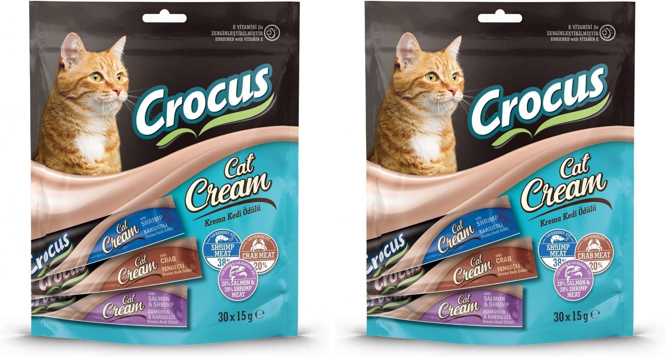 Kedi Ödülü, Çoklu Somon Karides & Karides & Yengeç, 30X15 g (2 paketi)