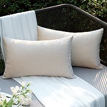 EMEMA Taie d'oreiller Extérieure Imperméable en Polyester Doux avec Surface Hydrofugfe Housse de Coussin de Jardin Balcon Décoratif pour Salon Chambre Lot de 2 30x50cm Beige