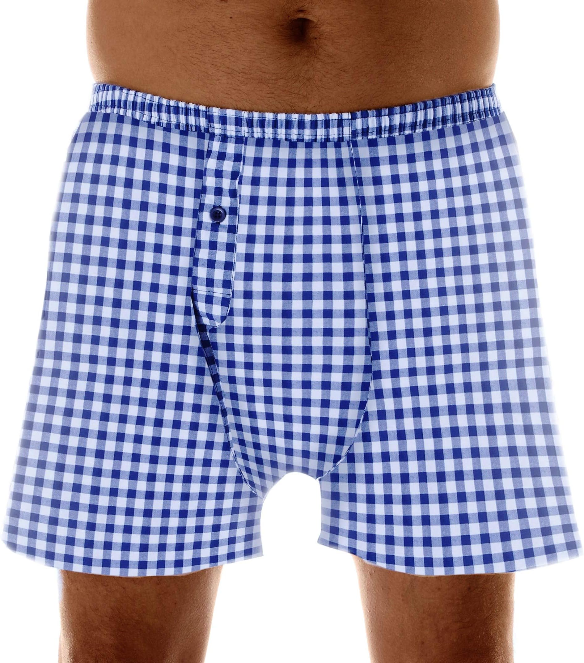 6-Pack Men's Navy Check Regular Absorbency Incontinence 2-in-1 Boxers Small (Waist 30-32)
