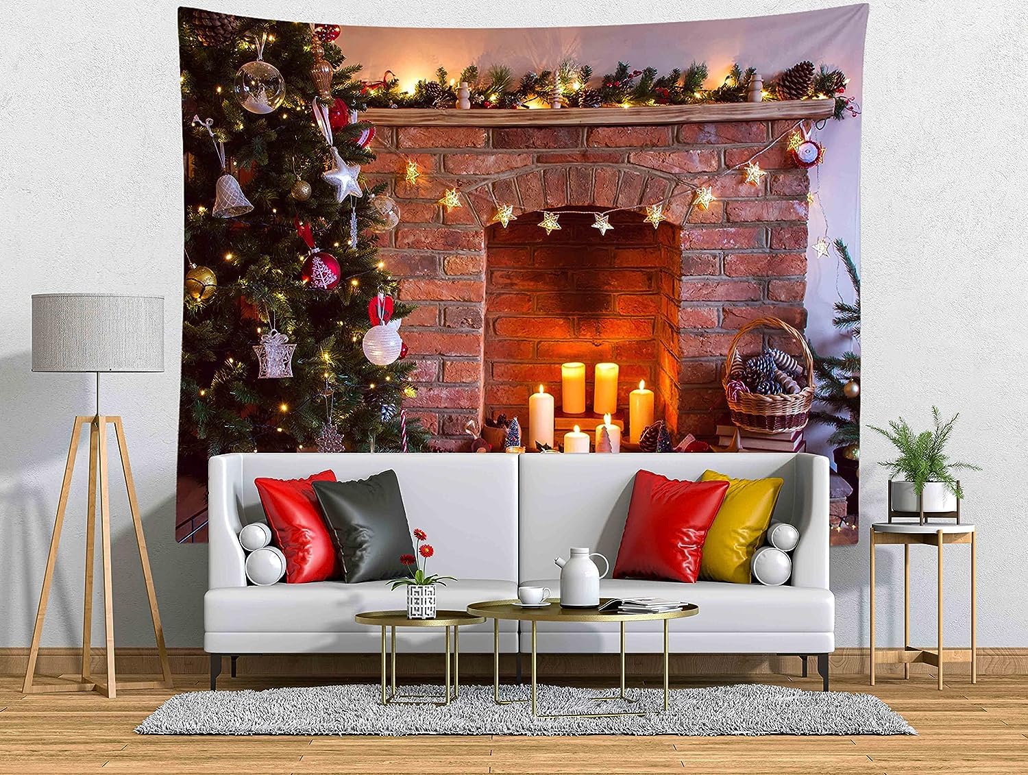 Generisch Wandteppich Weihnachten Wandtuch Weihnachten, Wandteppiche 240x260 cm Tapisserie Wandbehang Stoff Wanddeko für Wohnzimmer Schlafzimmer Wohnheim B-3311