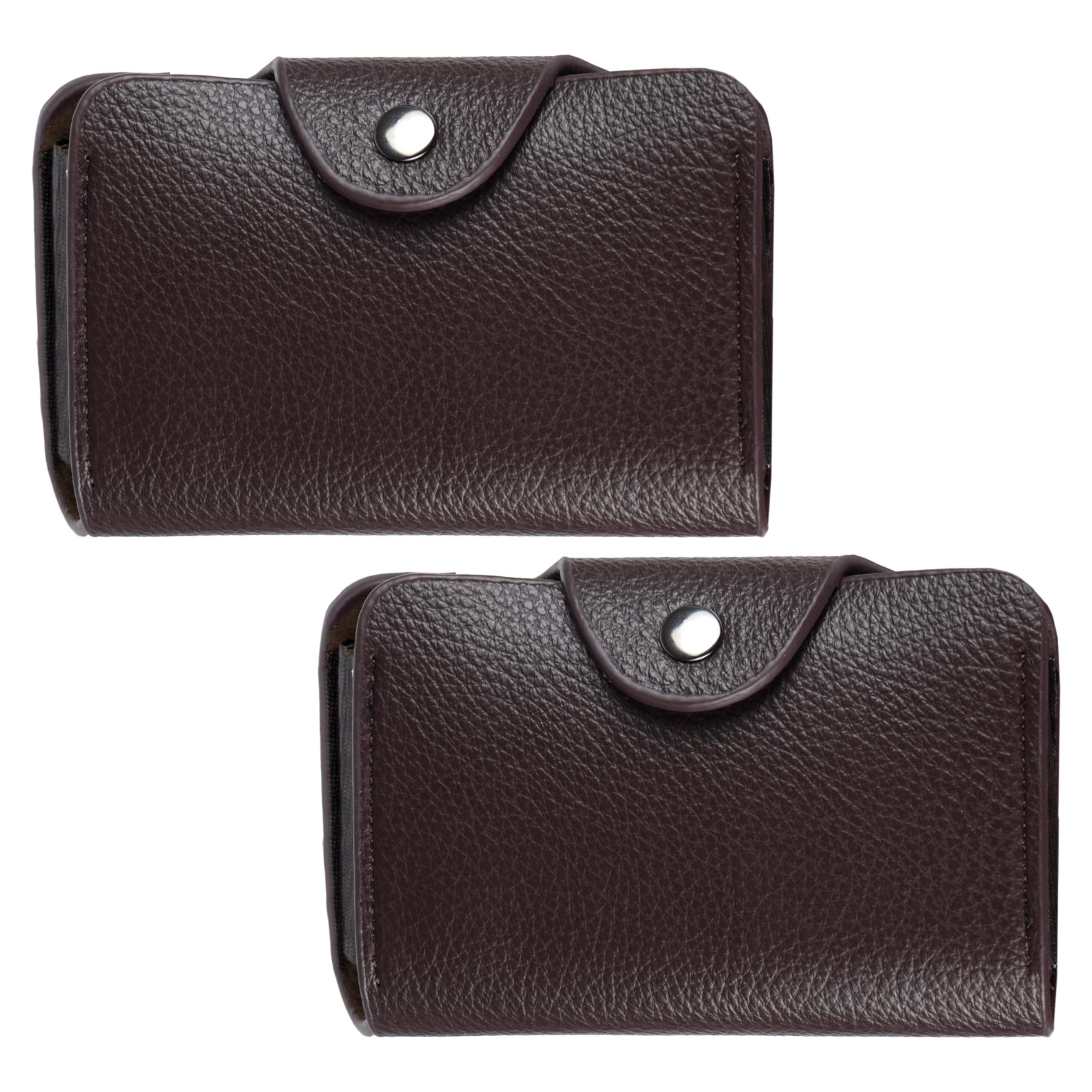 Storite 9 Slot Vertical PU Leather Pocket Sized Credit Debit ATM Card Holder Wallet & 2 Money Pocket for Men & Women (2 Pack 9 Slot-Brown)