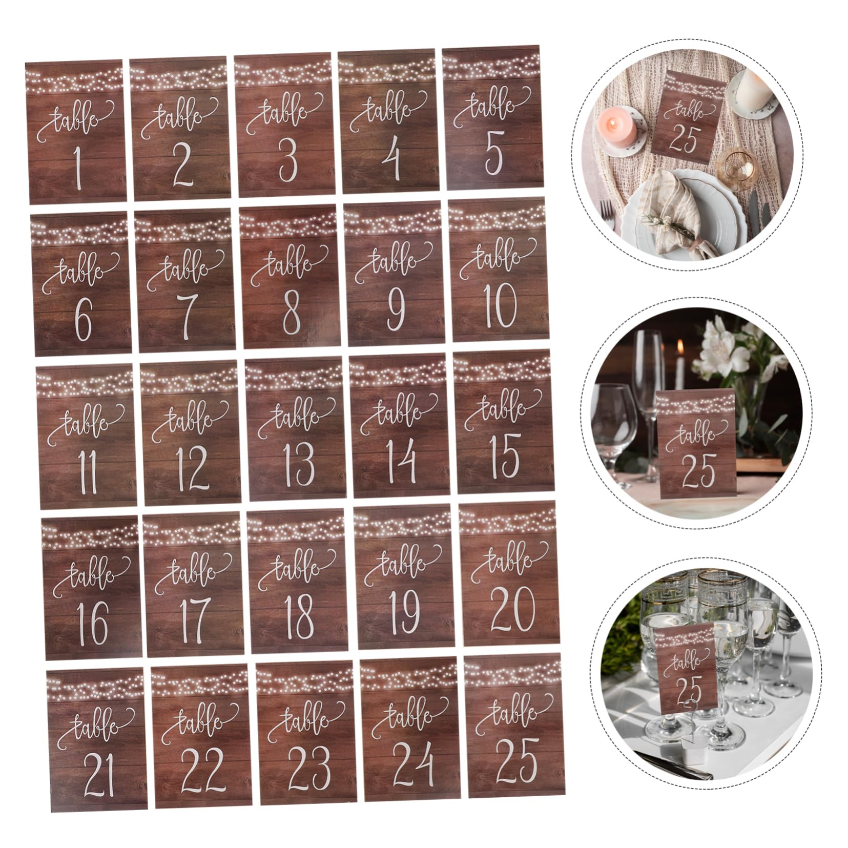 25 Números de Mesa de Madera, 1 al 25, Reutilizables y Fáciles de Limpiar, para Boda, Cumpleaños y Fiesta