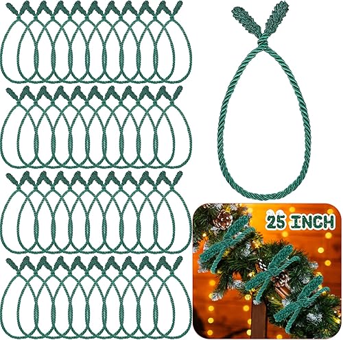 Miniatura 15 de Zhengmy 20 lazos de guirnalda de Navidad extra largos de 25 pulgadas, lazos decorativos de Navidad para barandilla, reutilizables, flexibles